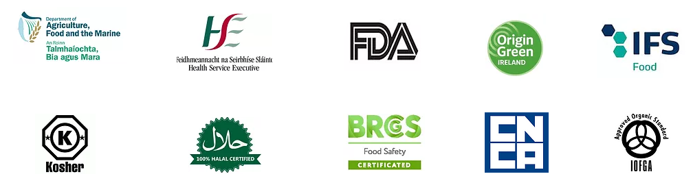 a picture of Global 10 food safety logos that Complex Nutrition comply with